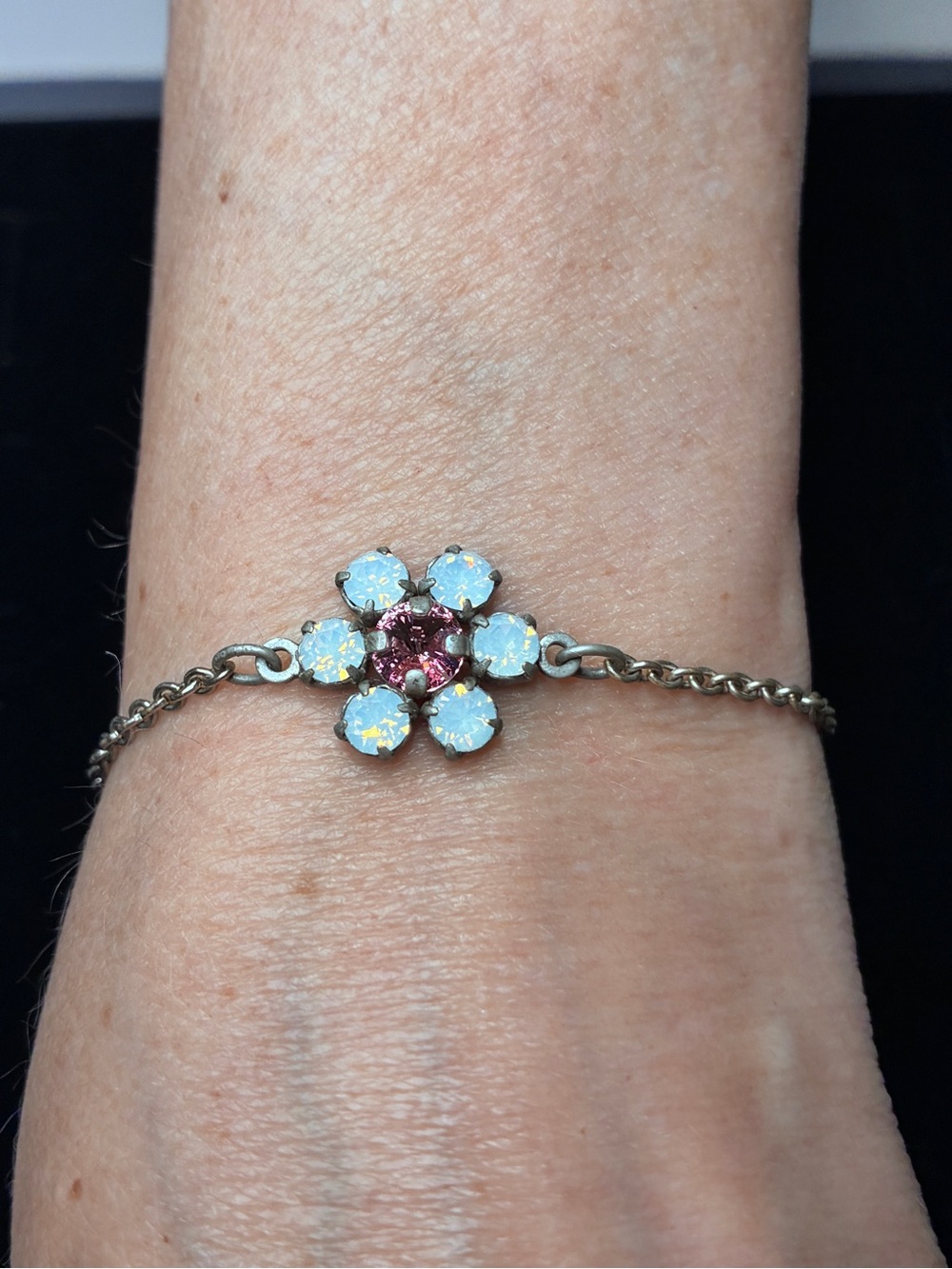 Sabika Delicate  Flower Bracelet with Pink Center